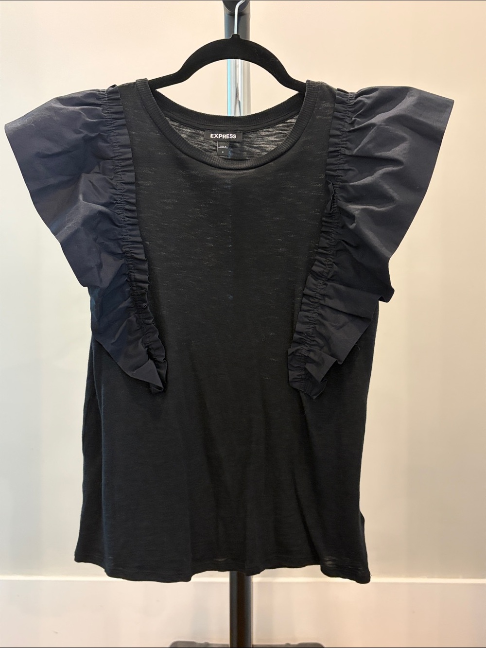 Express Black Ruffle Sleeve Tank Top